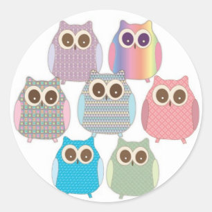 Kute Little Hoot Owls Assorted Colors Ronde Sticker