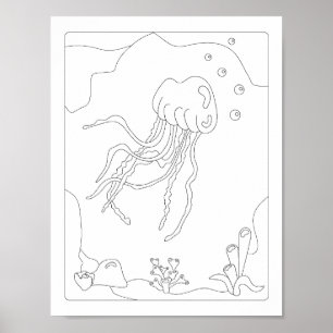 Kute Little Jellyfish Antistress Colour book Po Poster