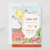 Kute Little Kinder Boerderij Birthday Party Kaart (Voorkant)