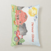 Kute Little Kinder Farmer met First Name Waterverf Accent Kussen (Voorkant(Verticaal))