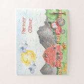 Kute Little Kinder Farmer met First Name Waterverf Legpuzzel (Verticaal)