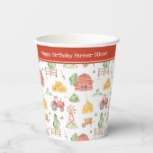 Kute Little Kinder Farmer Pattern Happy Birthday Papieren Bekers (Achterkant)