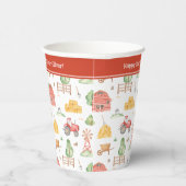 Kute Little Kinder Farmer Pattern Happy Birthday Papieren Bekers (Rechts)