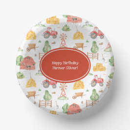 Kute Little Kinder Farmer Pattern Happy Birthday Papieren Kommen