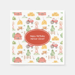 Kute Little Kinder Farmer Pattern Happy Birthday Servet