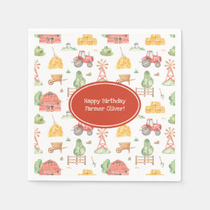 Kute Little Kinder Farmer Pattern Happy Birthday Servet