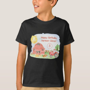 Kute Little Kinderen Happy Birthday Farmer Boy T-shirt