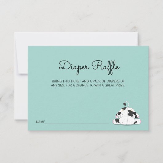 Kute Little Koe Baby shower Diaper Raffle Kaart (Voorkant)