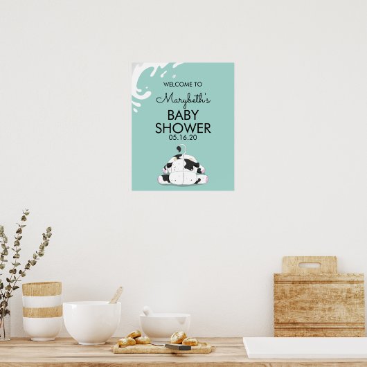 Kute Little Koe Baby shower Welcome Sign Poster (Keuken)