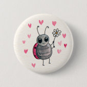 Kute Little ladybird of Ladybug with daisy Ronde Button 5,7 Cm (Voorkant)