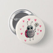 Kute Little ladybird of Ladybug with daisy Ronde Button 5,7 Cm (Voorkant /achterkant)