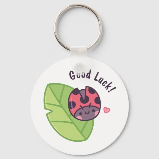 Kute Little Ladybug Doodle Good Luck Sleutelhanger (Voorkant)