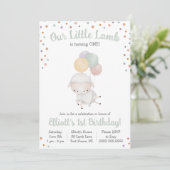 Kute Little Lamb met Balloons Birthday Party Kaart (Staand voorkant)