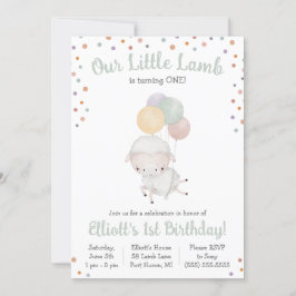 Kute Little Lamb met Balloons Birthday Party Kaart