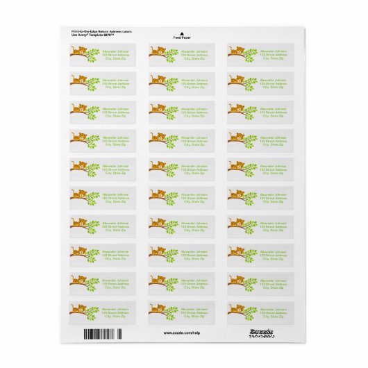 Kute Little Leopard Return Address Label (Full Sheet)
