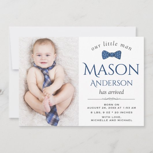 Kute Little Man | Aankondiging van de jongen-foto  (Voorkant)