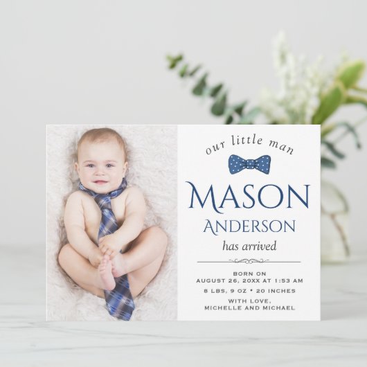 Kute Little Man | Aankondiging van de jongen-foto  (Staand voorkant)