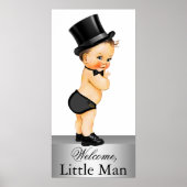 Kute Little Man Baby shower Banner Poster (Voorkant)