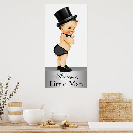 Kute Little Man Baby shower Banner Poster (Keuken)