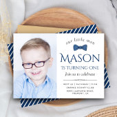 Kute Little Man Bow Stropdas First Birthday Party Kaart