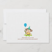 Kute Little Monkey First Birthday Invitation Kaart (Achterkant)