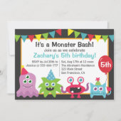 Kute Little Monster Birthday Party Bash for Kids Kaart (Voorkant)