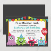 Kute Little Monster Birthday Party Bash for Kids Kaart (Voorkant / Achterkant)