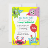 Kute Little Monster Birthday Party Bash for Kids Kaart (Voorkant)