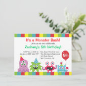 Kute Little Monster Birthday Party Bash for Kids Kaart (Staand voorkant)