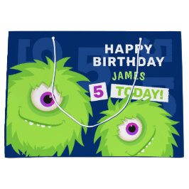 Kute Little Monster Blue en Green Groot Cadeauzakje
