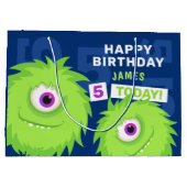 Kute Little Monster Blue en Green Groot Cadeauzakje (Achterkant)