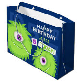 Kute Little Monster Blue en Green Groot Cadeauzakje (Achterkant Gekanteld)