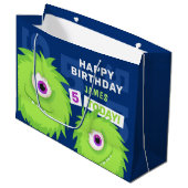 Kute Little Monster Blue en Green Groot Cadeauzakje (Voorkant Gekanteld)