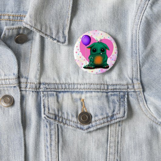 Kute Little Monster Button pin (In situ)