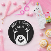 Kute Little Monster Custom Boys Birthday Paper Pla Papieren Bordje (Feest)