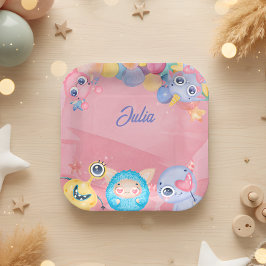 Kute Little Monster kids Birthday Papieren Bordje