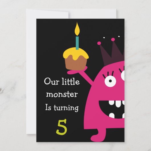 Kute Little Monster Kids Birthday Party Invite Kaart (Voorkant)