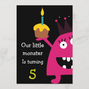 Kute Little Monster Kids Birthday Party Invite Kaart