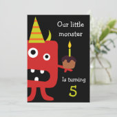 Kute Little Monster Kids Birthday Party Invite Kaart (Staand voorkant)