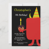 Kute Little Monster Kids Birthday Party Invite Kaart (Achterkant)