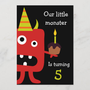 Kute Little Monster Kids Birthday Party Invite Kaart
