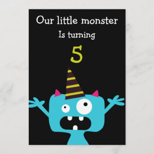 Kute Little Monster Kids Birthday Party Invite Kaart