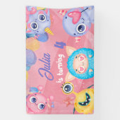 Kute Little Monster kids Birthday Spandoek (Verticaal)