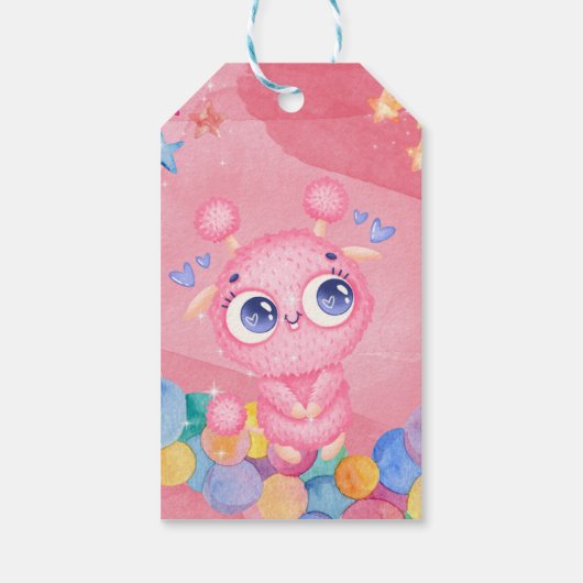 Kute Little Monster kinderen jarig Cadeaulabel (Achterkant)