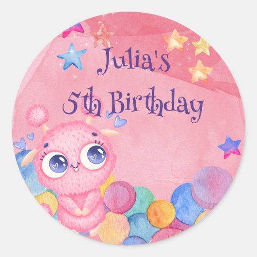 Kute Little Monster kinderen jarig Ronde Sticker (Voorkant)
