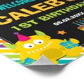 Kute Little Monsters 1st Birthday Party Welcome Poster (Hoek)