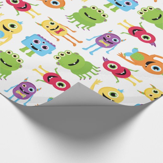 Kute Little Monsters Pattern Cadeaupapier (Hoek)