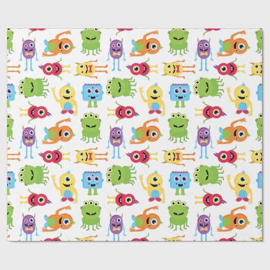 Kute Little Monsters Pattern Cadeaupapier (Vlak)