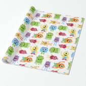 Kute Little Monsters Pattern Cadeaupapier (Uitgerold)