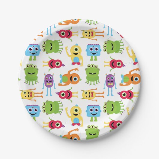 Kute Little Monsters Pattern Papieren Bordje (Voorkant)